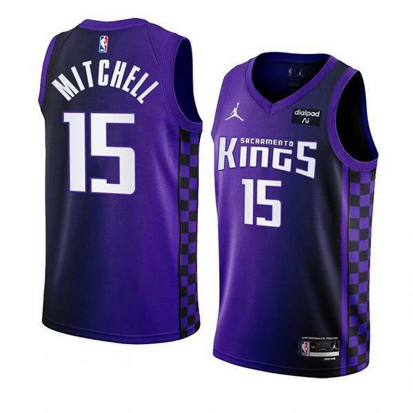 Mens Sacramento Kings #15 Davion Mitchell Purple 2023-24 Statement Edition Swingman Stitched Jersey Dzhi->sacramento kings->NBA Jersey
